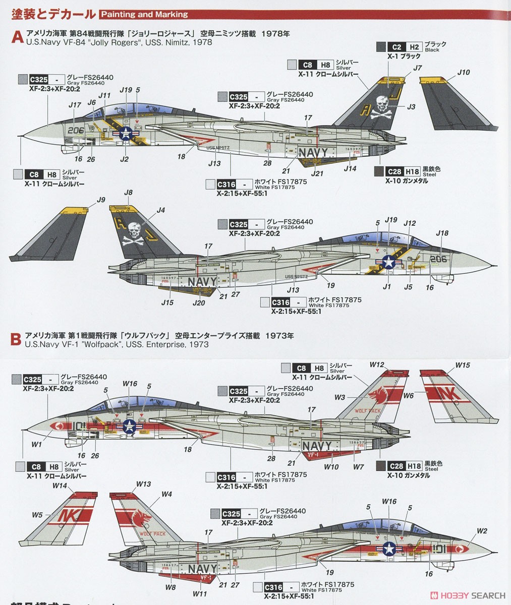 アメリカ海軍 F-14A トムキャット VF-84 ジョリーロジャース & VF-1