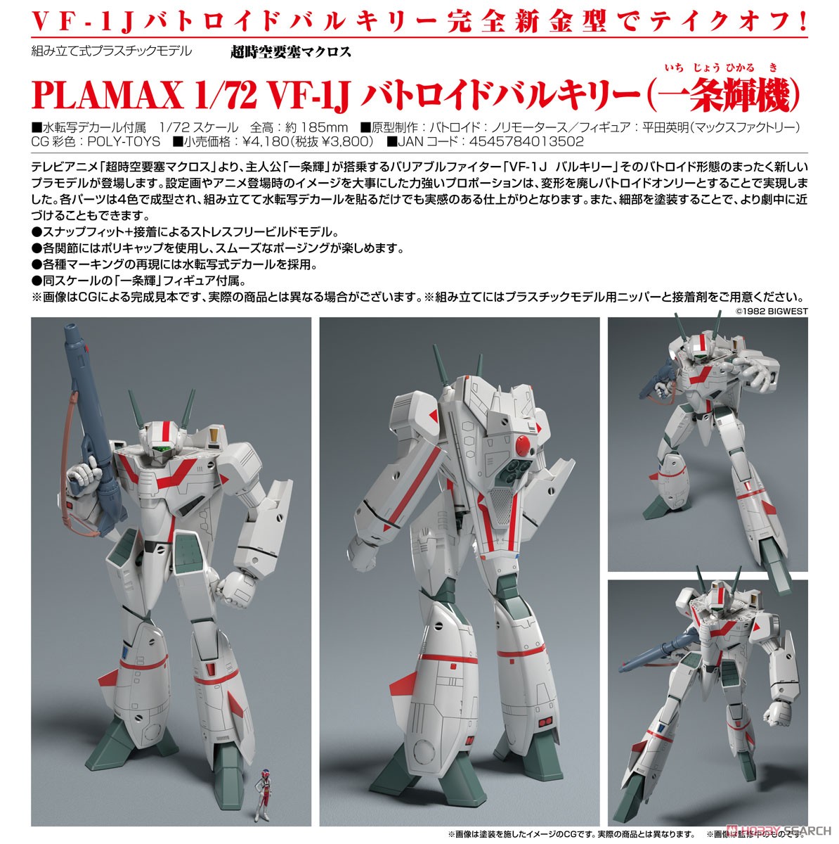 PLAMAX 1/72 VF-1J バトロイドバルキリー(一条輝機) (プラモデル