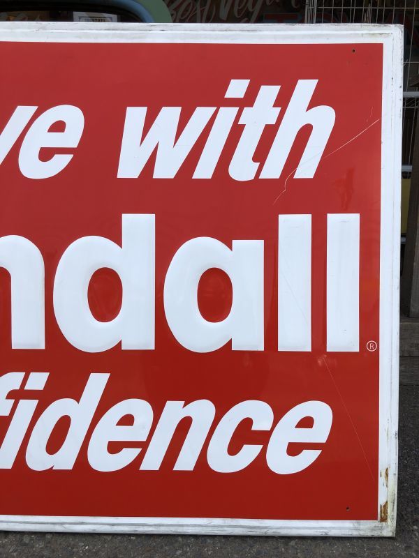 70s Vintage KENDALL DRIVE WITH KENDALL CONFIDENCE Metal Sign (S763