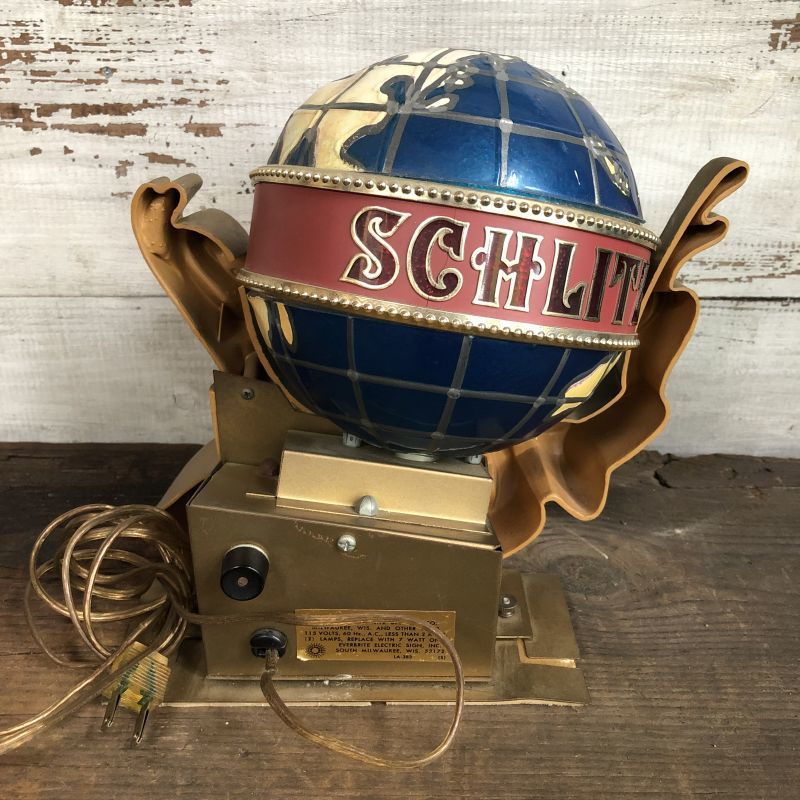 Vintage 70s Schlitz Beer Spinning Globe Motion Lighted Sign (T271