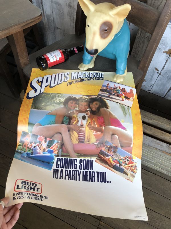 80s Vintage Budweiser Advertising Bud Light Spuds MacKenzie Poster