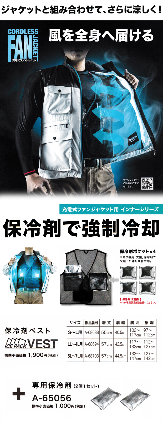 マキタ ファンジャケット用インナー 保冷剤ベスト 電動工具・エアー