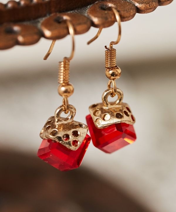 チェコガラスカットガラスピアス(RED): 『欧州航路』