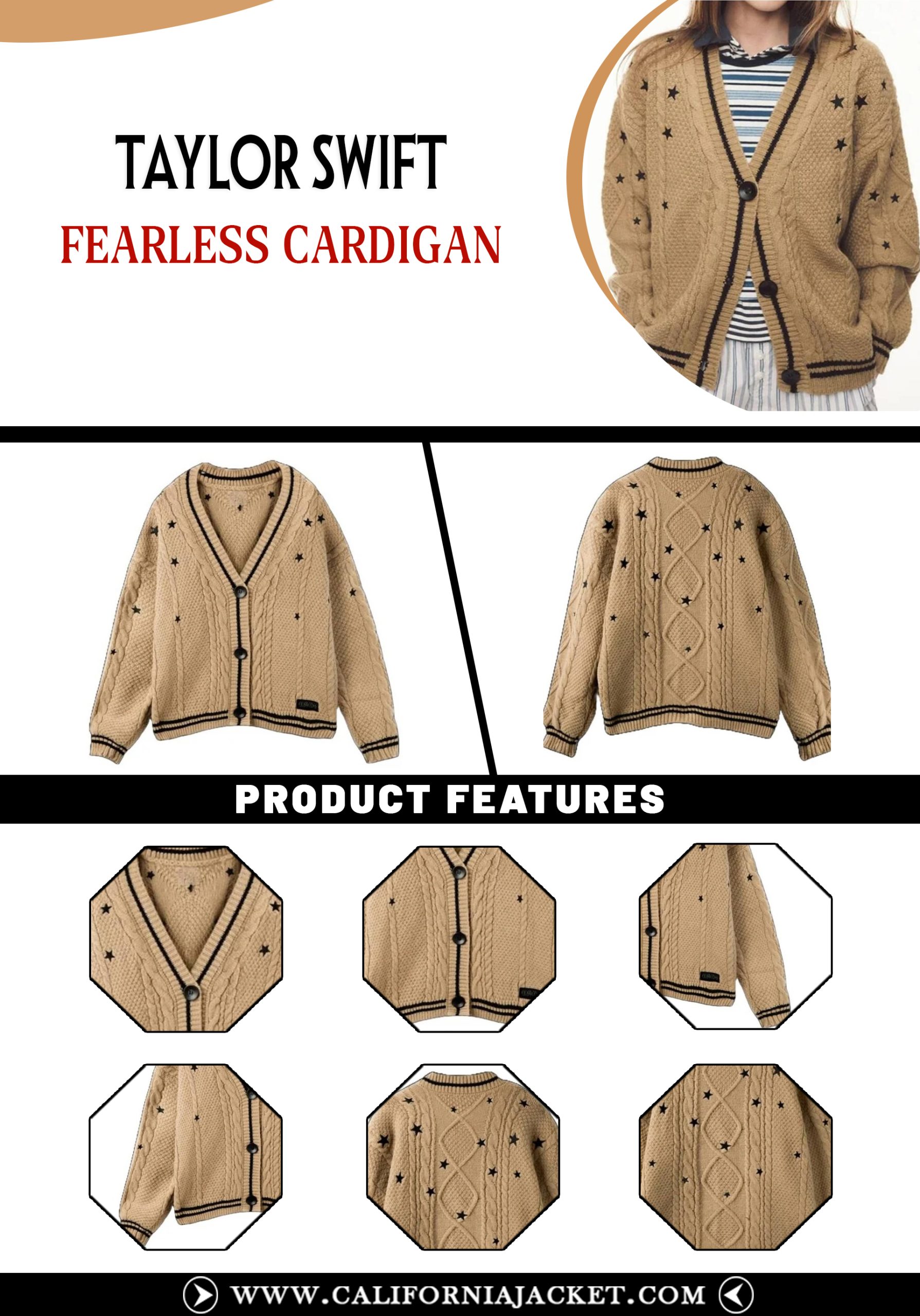 Taylor Swift Fearless Cardigan | Taylor Swift Brown Knit Cardigan