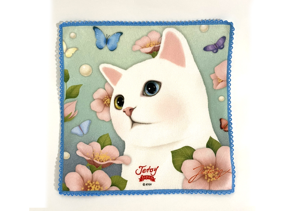 猫のタオルハンカチ シングルローズ｜猫グッズ・猫雑貨のchoo choo本舗