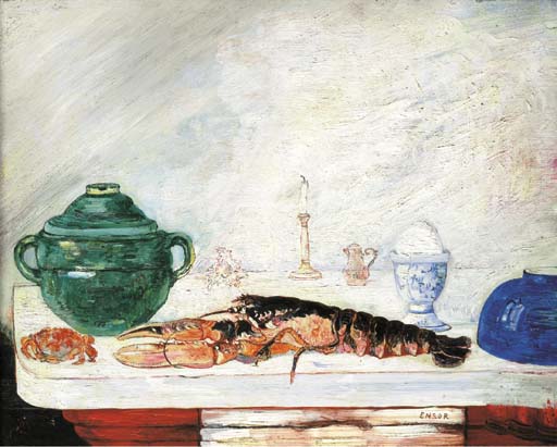 James Ensor (1860-1949) , Crustacés (Nature morte à l'oeuf, au