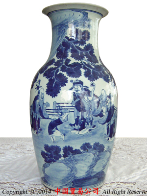 中国景徳鎮製青花龍花文双耳瓶一對DR5075