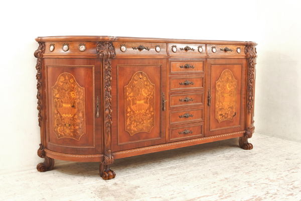 イタリア家具 ルイ15世 ロココ様式 象嵌猫脚サイドボード買取のアドア