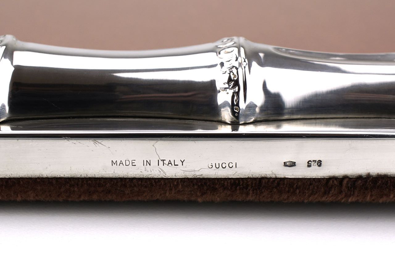 Vintage 1960s Genuine Designer Gucci Silver Bamboo Motif Photo