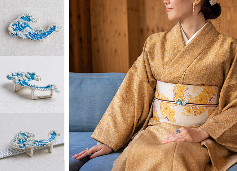 浴衣に小粋な浮世絵のアクセント！「数-SUU-」の帯留めに北斎＆国芳が