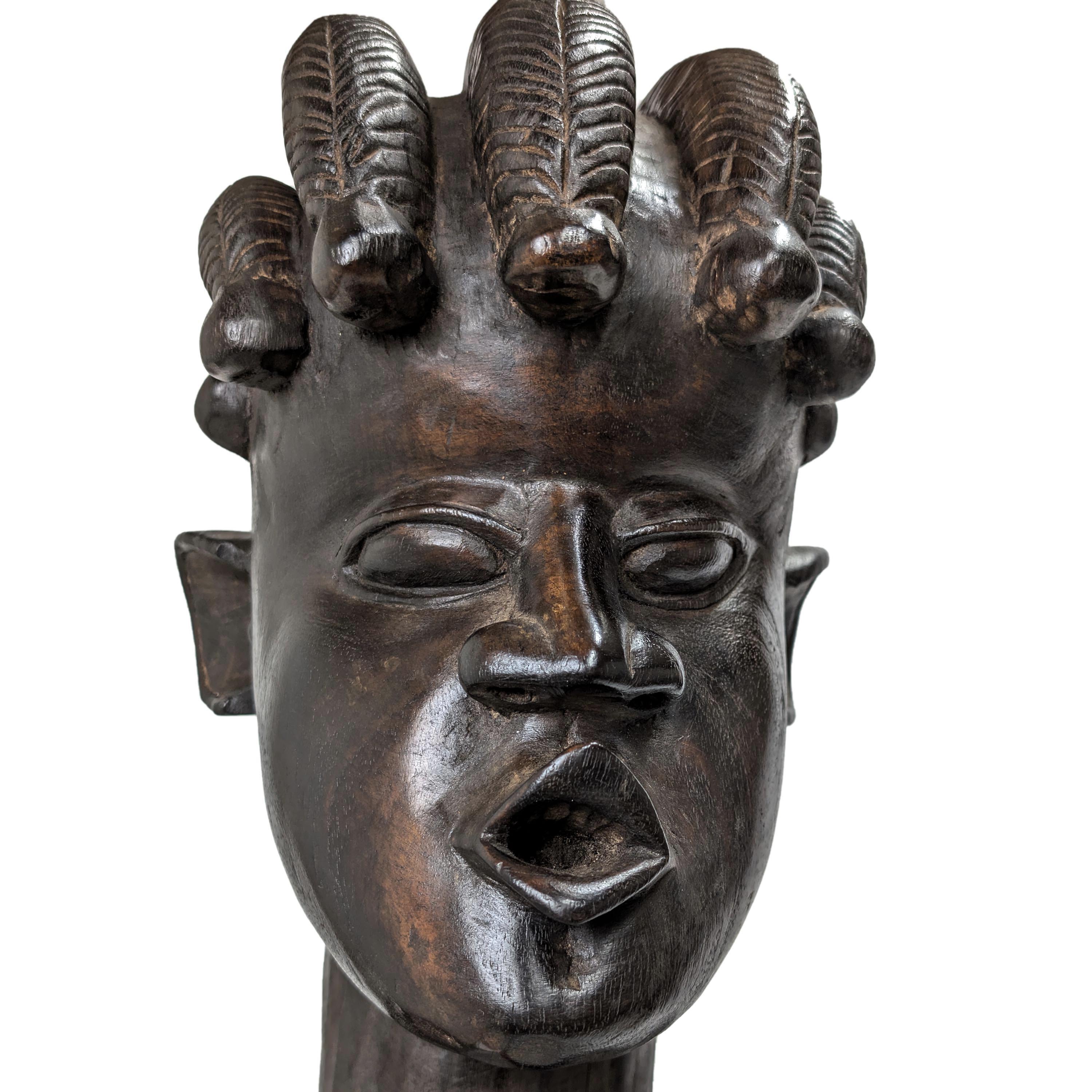 バッサ族母子立像 木彫品 99cm アフリカン プリミティブアート （p880