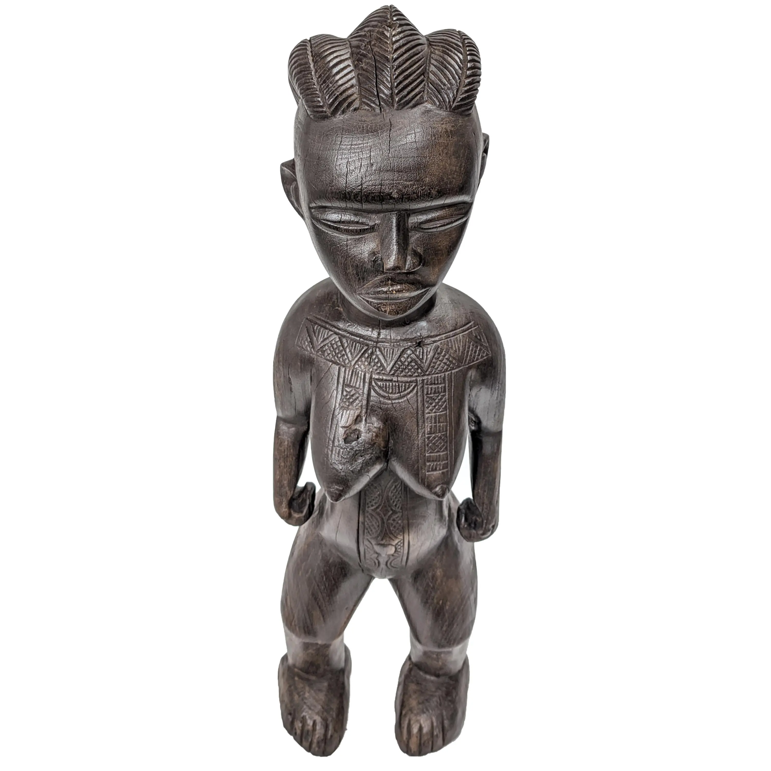 バッサ族女性立像 木彫品 94cm アフリカン プリミティブアート （p880