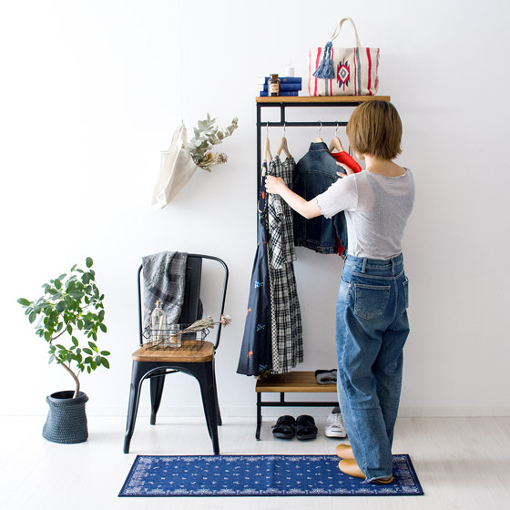 ヴィンテージウッドハンガーラック Lewis〔ルイス〕90cm幅ワイドタイプ