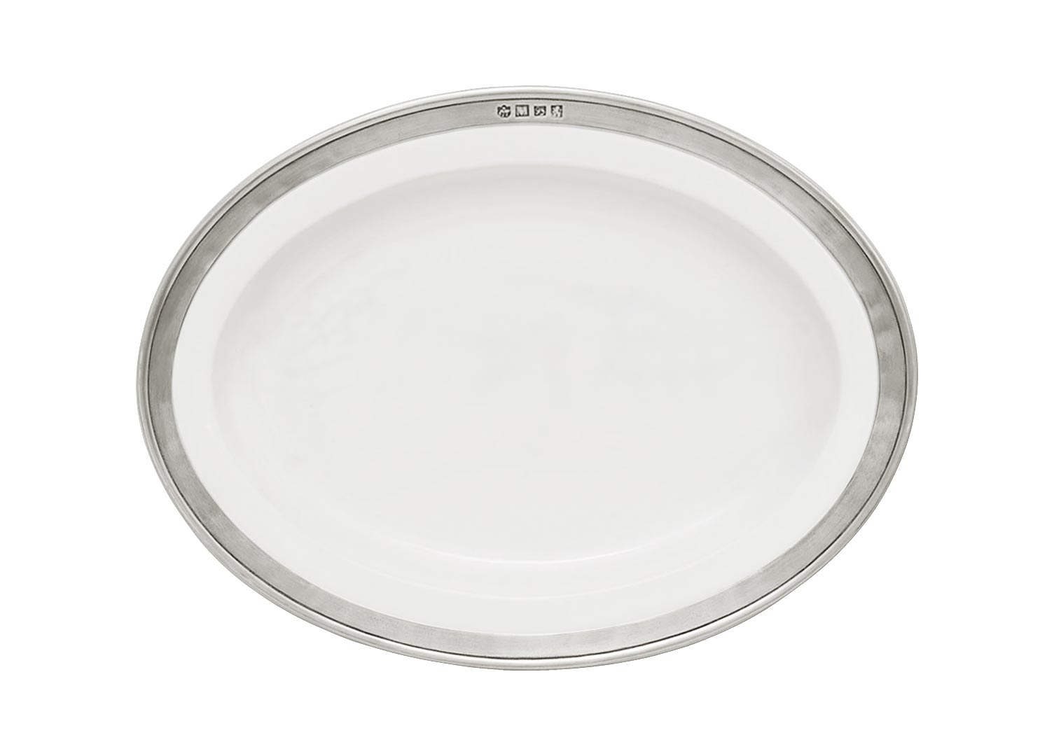 Oval platter, grey and White, Pewter and Ceramic, cm 27x20 by Cosi