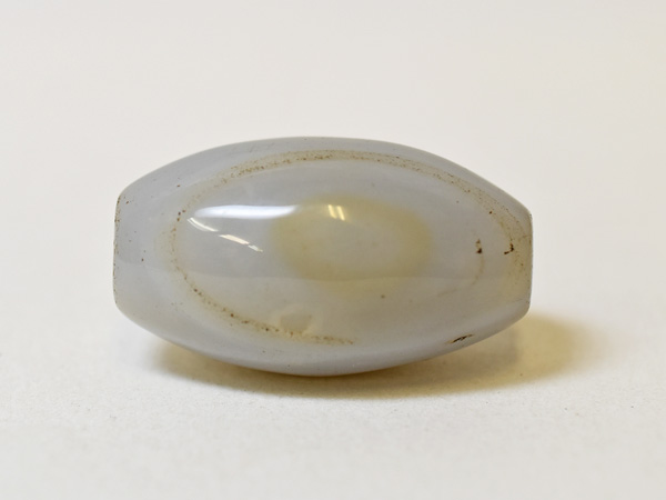 2402】ANTIQUE灰色2眼縞瑪瑙楕円型中大玉C2,アンティークビーズ,とんぼ