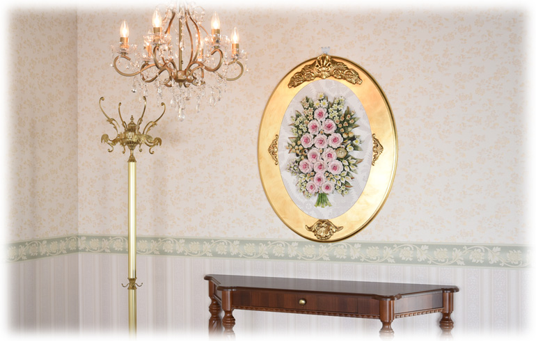 イタリア製 EMMEGI カポディモンテ オーバル 磁器額 幅70cm | ロココ