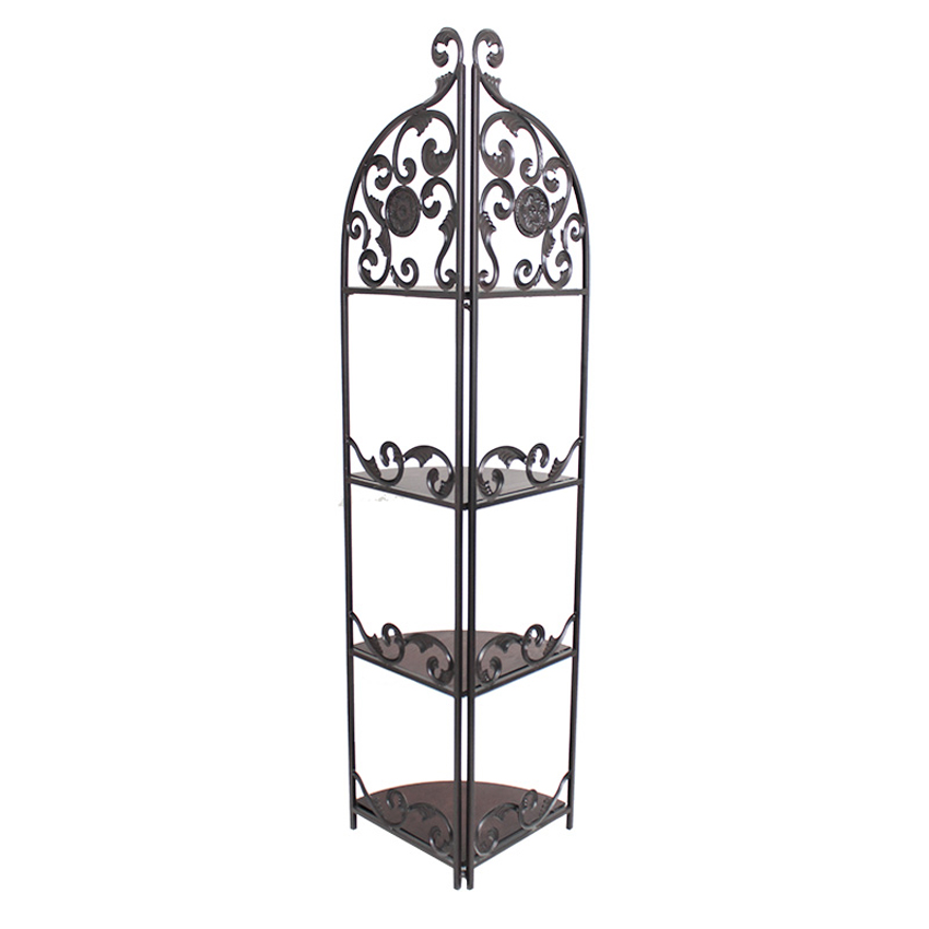 アンティーク調 アイアン 飾り棚(コーナーシェルフ)ラック 4段