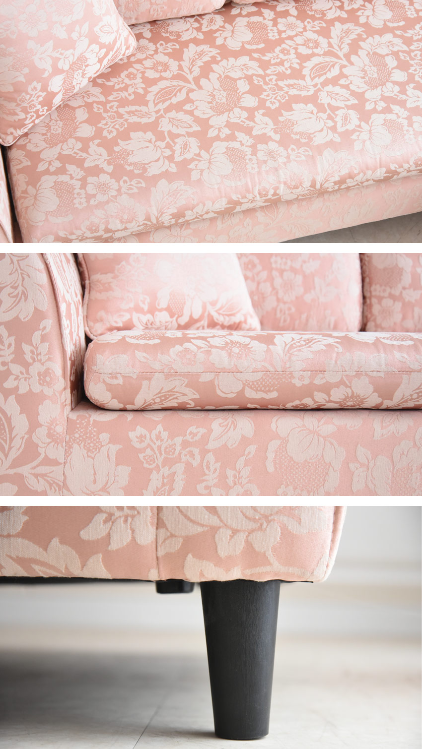 ドマーニ 3WAY カウチソファ(3人掛け) ピンク 幅195cm | ロココ調家具