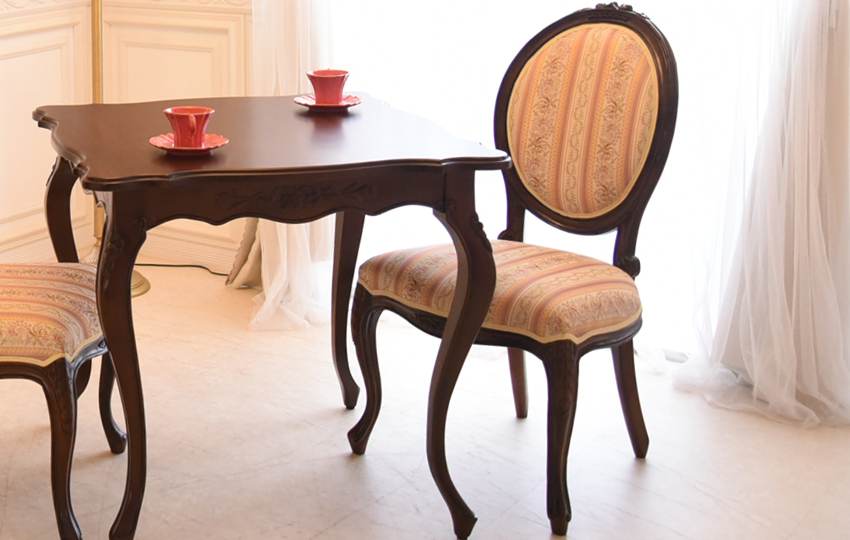 フィレンツェ ストライプ ダイニングチェア 幅53.5cm | ロココ調家具