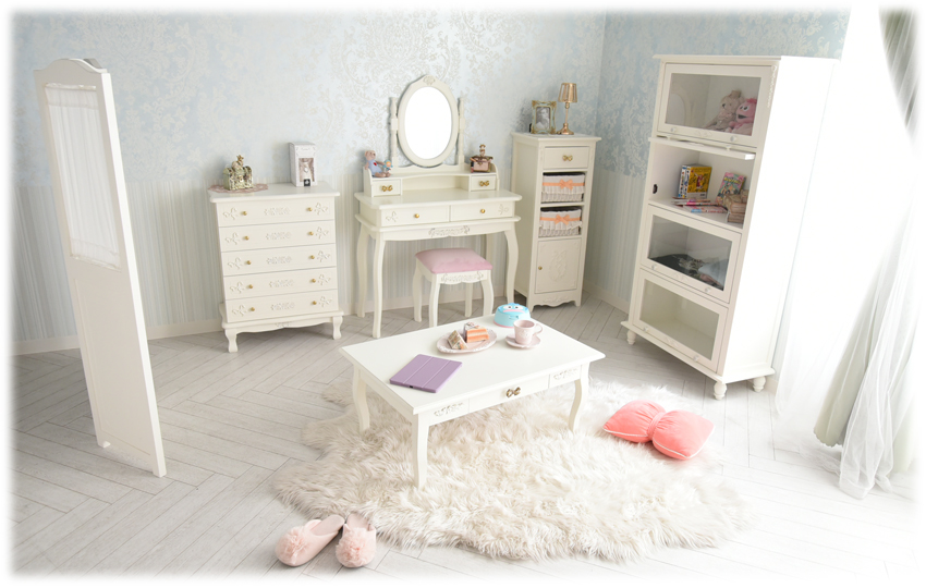 スノーホワイト プリンセス ドレッサーセット スツール付 | ロココ調