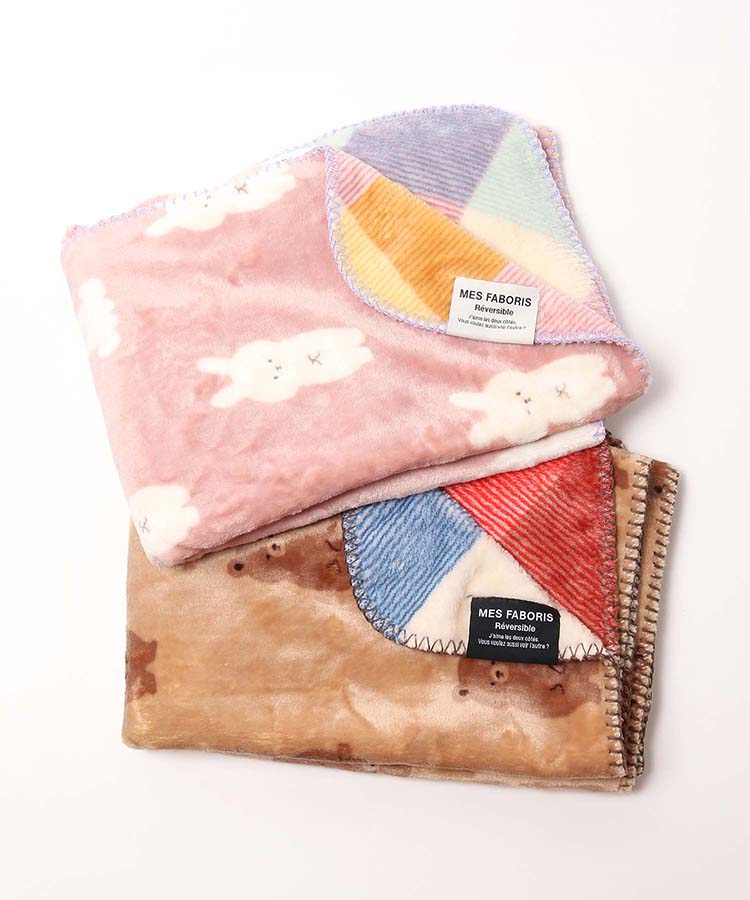 リバーシブルブランケット(ミアチェックピンク): ALL｜Bleu Bleuet