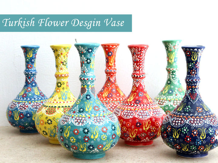 トルコ陶器 花瓶 一輪挿し フラワーベース 高さ20×直径12cm フラワー