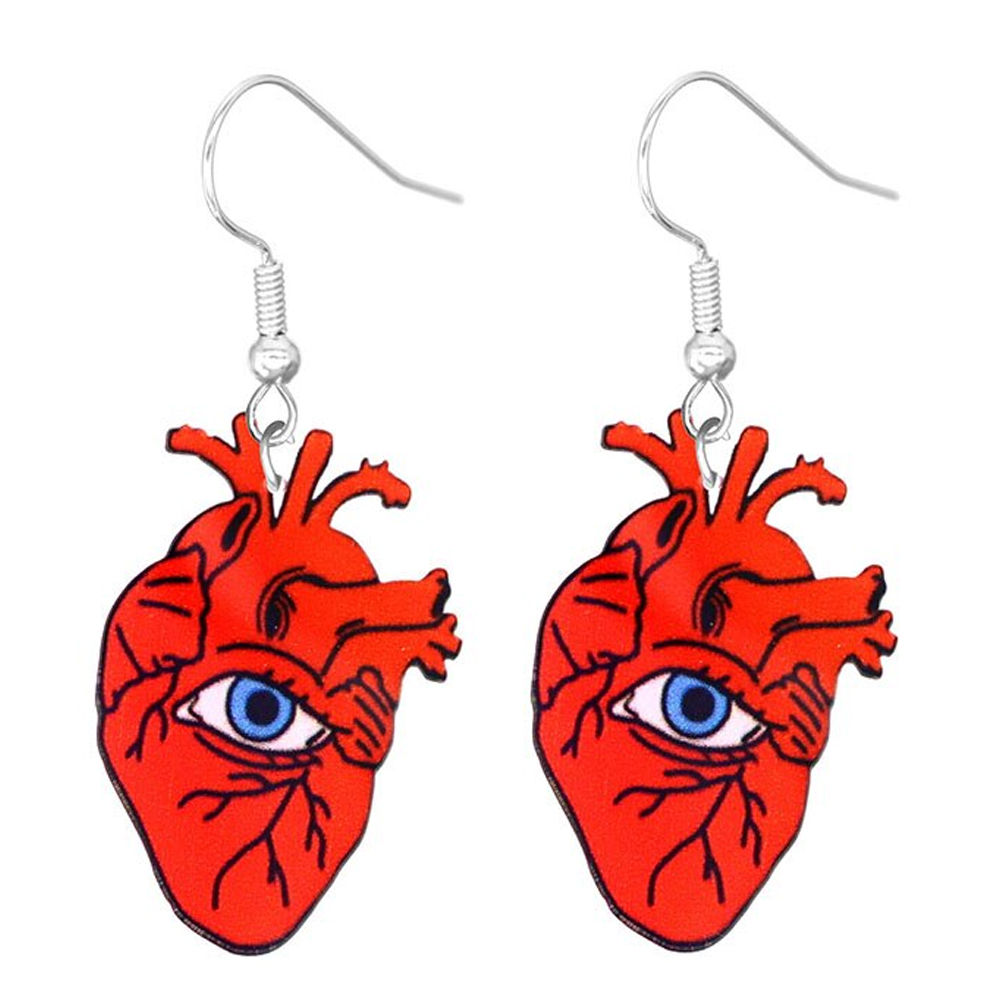 心臓に目 リアル ステンレスピアス /1ペア: ステンレスピアス/フック