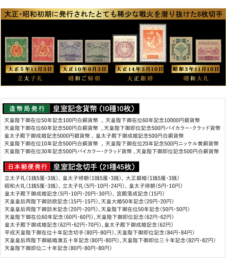 皇室公式記念貨幣 記念切手総覧〈額装〉 ー 三宝堂オンラインショップ
