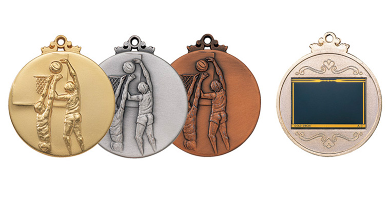 ダイキャスト製メダル 高級スタンド式プラケース入り・首掛けリボン