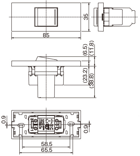 JIMBO】NKシリーズ 1個用 ○3路ガイド・チェックランプ付きスイッチ