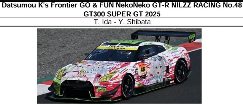 予約 スパーク1/43 スーパーGT 2025 脱毛ケーズフロンティア GO&FUN 猫