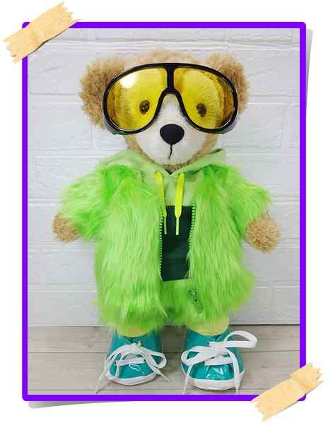 予約受付中】 ダッフィー 衣装 Sサイズ (身長43cm) Number 風 黄緑