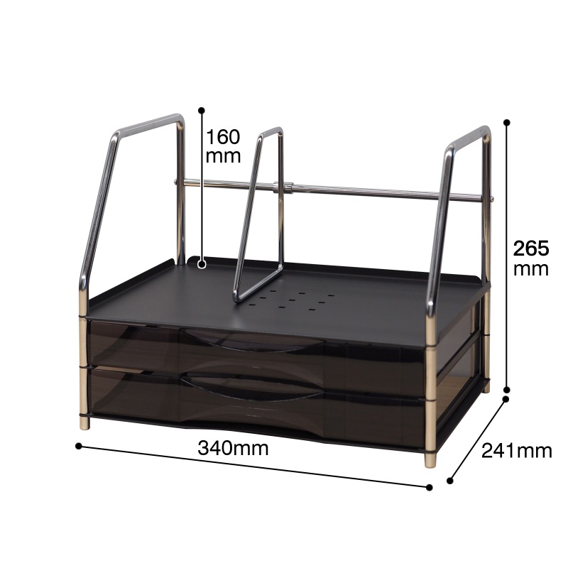ブックスタンド付レターケース サテンブラック (LCS-2BSK)