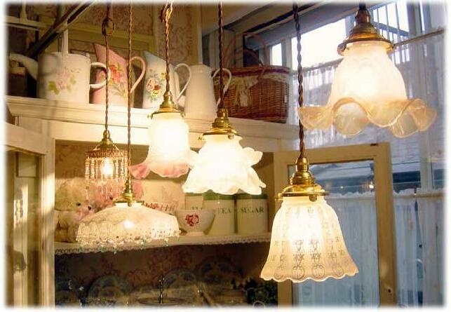 フランスアンティーク調ガラスランプシェード（ガラスシェード