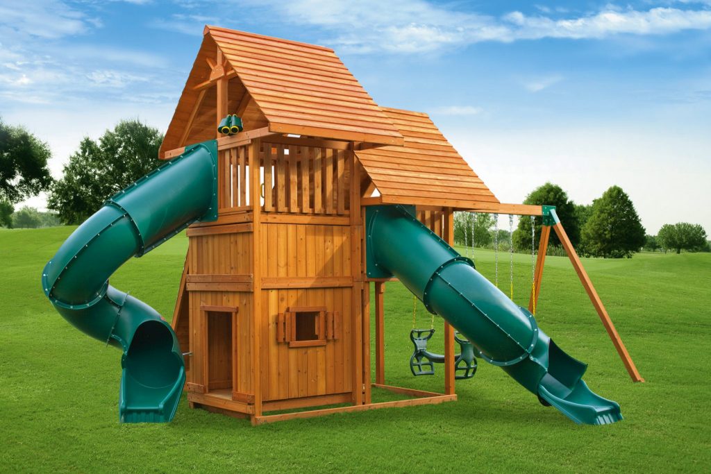 Multi-Deck Sky Swing Set | Playset With Sandbox & Step Ladder
