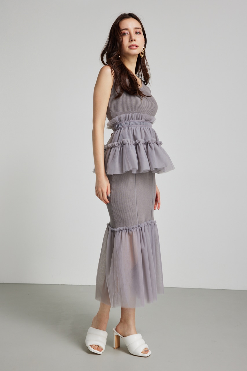 rienda | many wayチュールペプラムset Knit OP (ワンピース(ミニ