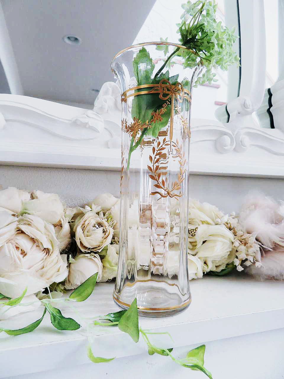バカラ 金彩リボンガーランド フラワーベース - アンティークショップ