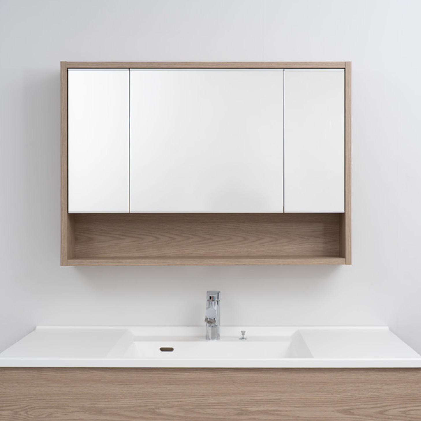 オープンボックス+ミラーキャビネット ウッドカラー4種.ソリッドカラー