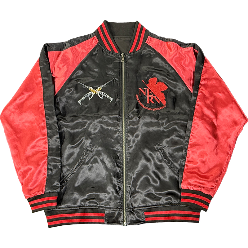 EVAx錦】桜流水2号機/MA-1 リバーシブル総刺繍スカジャン/BLACKx袖RED