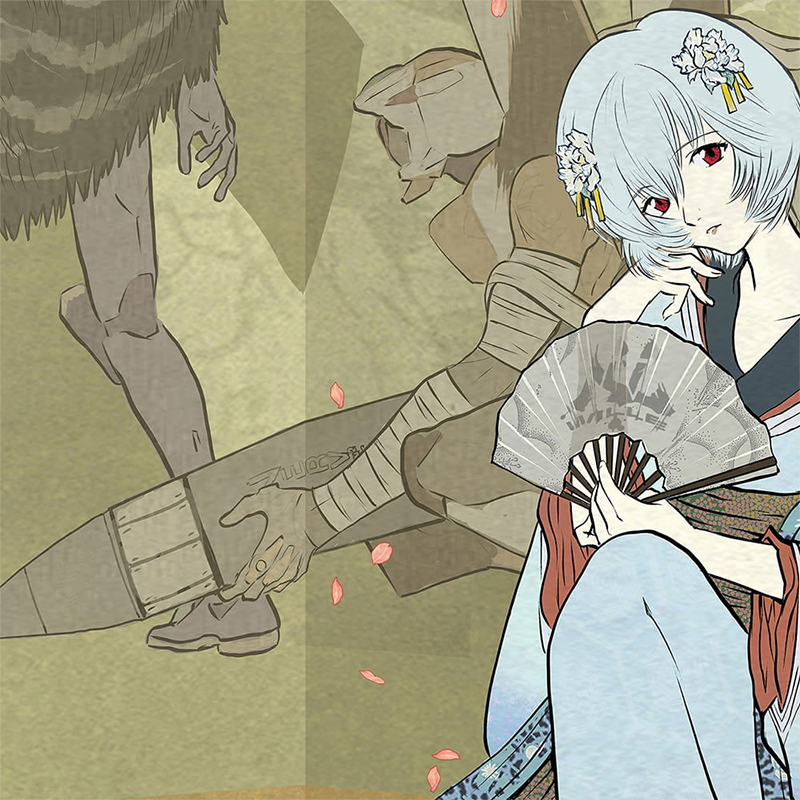 エヴァ浮世絵 箱根八里美人三画揃/レイ・アスカ・マリ3種セット/共通