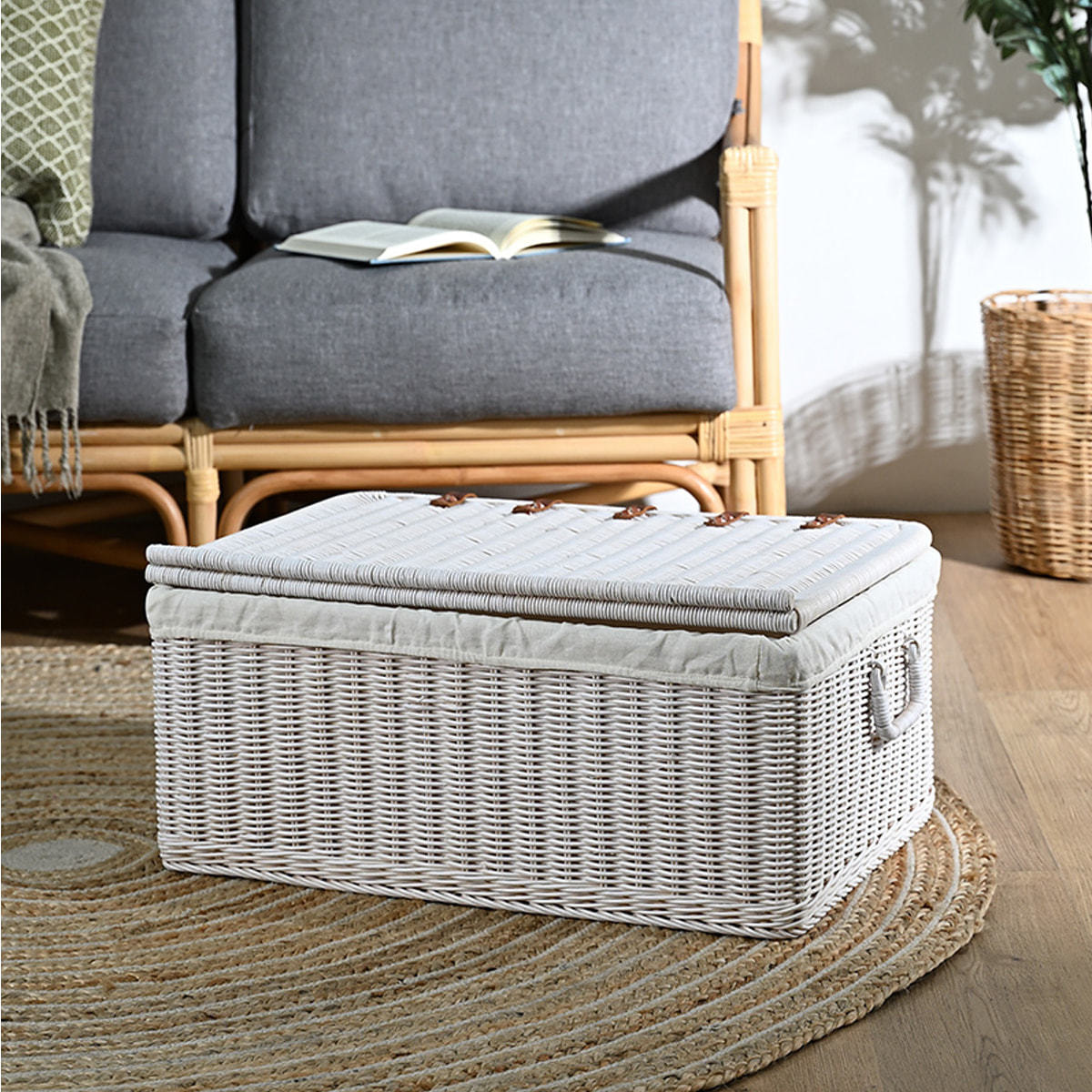 ラタンバスケット Lサイズ（GK520LWW）ホワイトの通販・卸売り | アイ