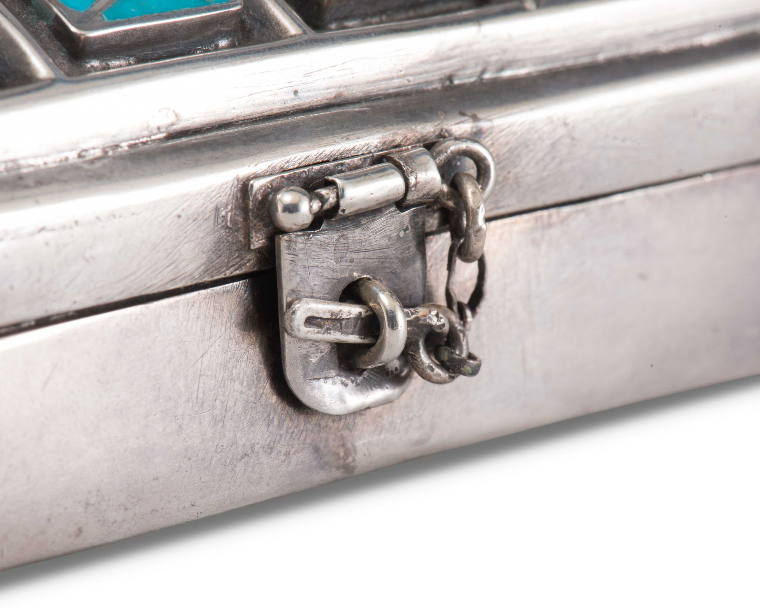 Roger Skeet Sr. and Lambert Homer Jr. Silver Box with Blue Gem