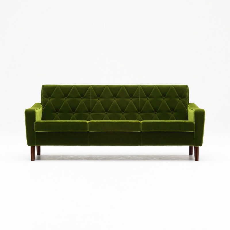 カリモク60 ロビーチェア3シーターモケットグリーン（ダーク