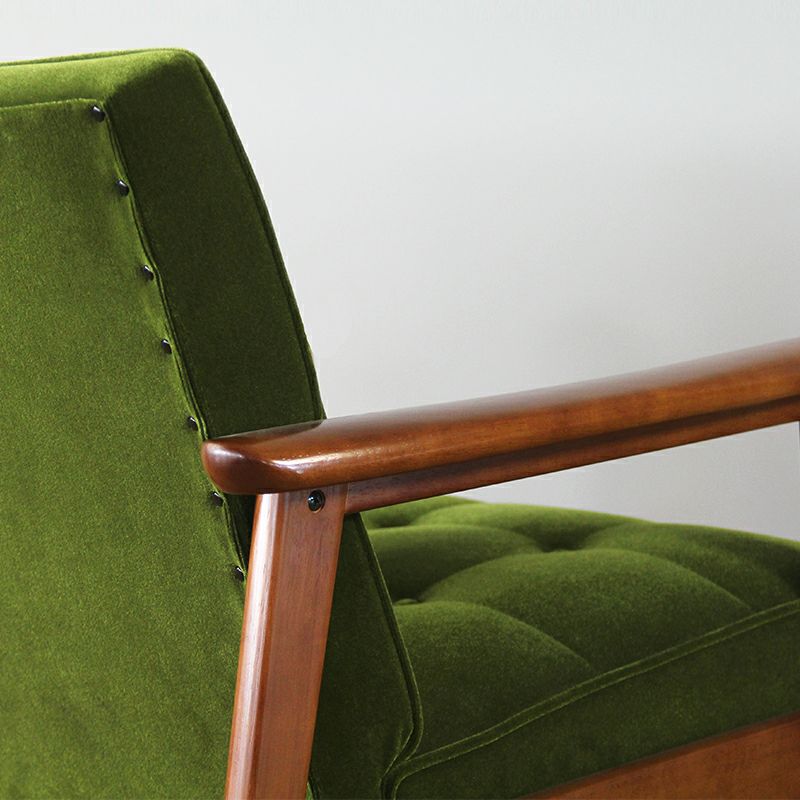 カリモク60 Kチェア1シーターモケットグリーン（ウォールナット色塗装
