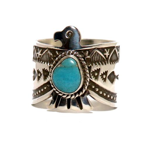 ターコイズリング インディアンジュエリー ナバホ族アーチスト