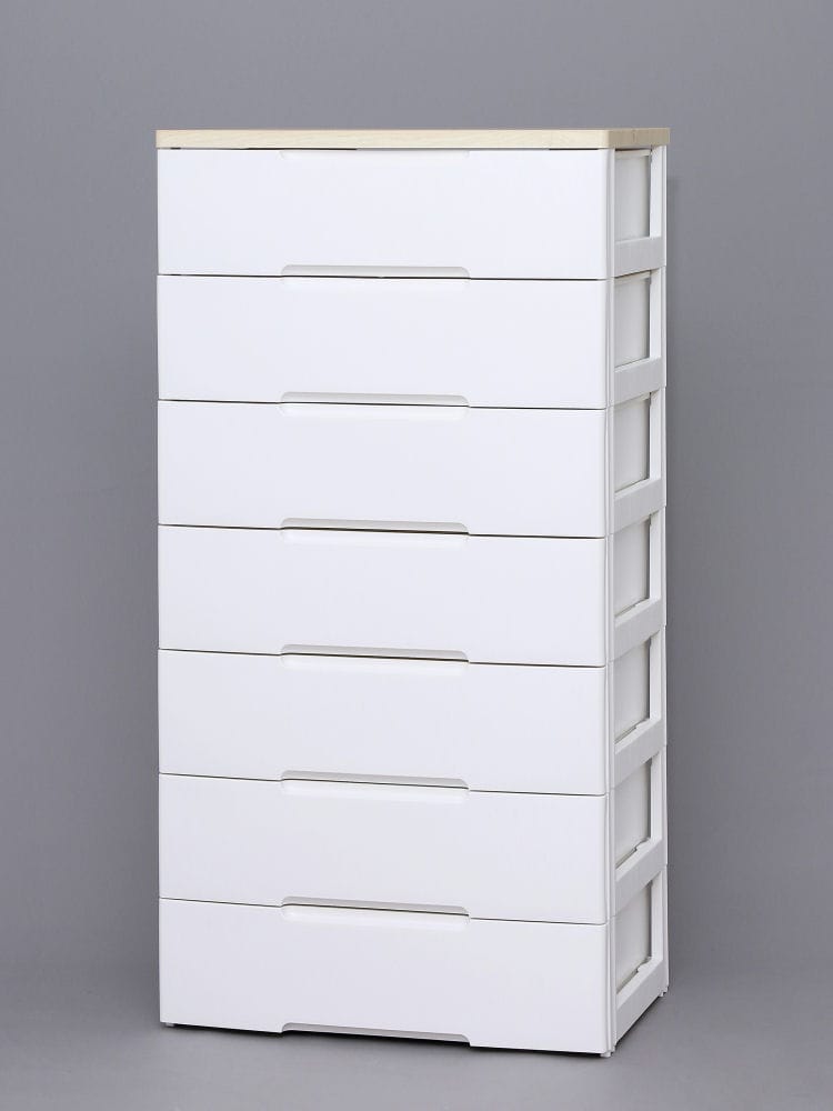 ウッドトップチェスト 幅80．5cm 5段 ホワイト HG－805 の
