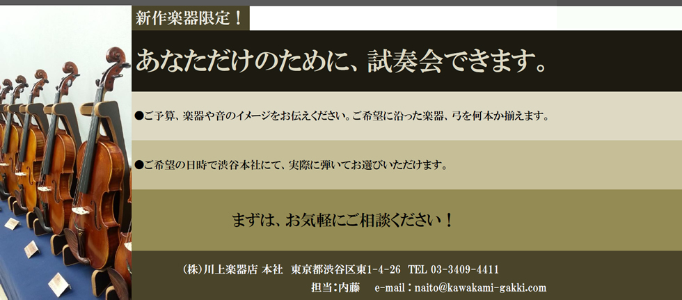 はじめてのヴァイオリン・ラインナップ | 株式会社川上楽器店総合案内