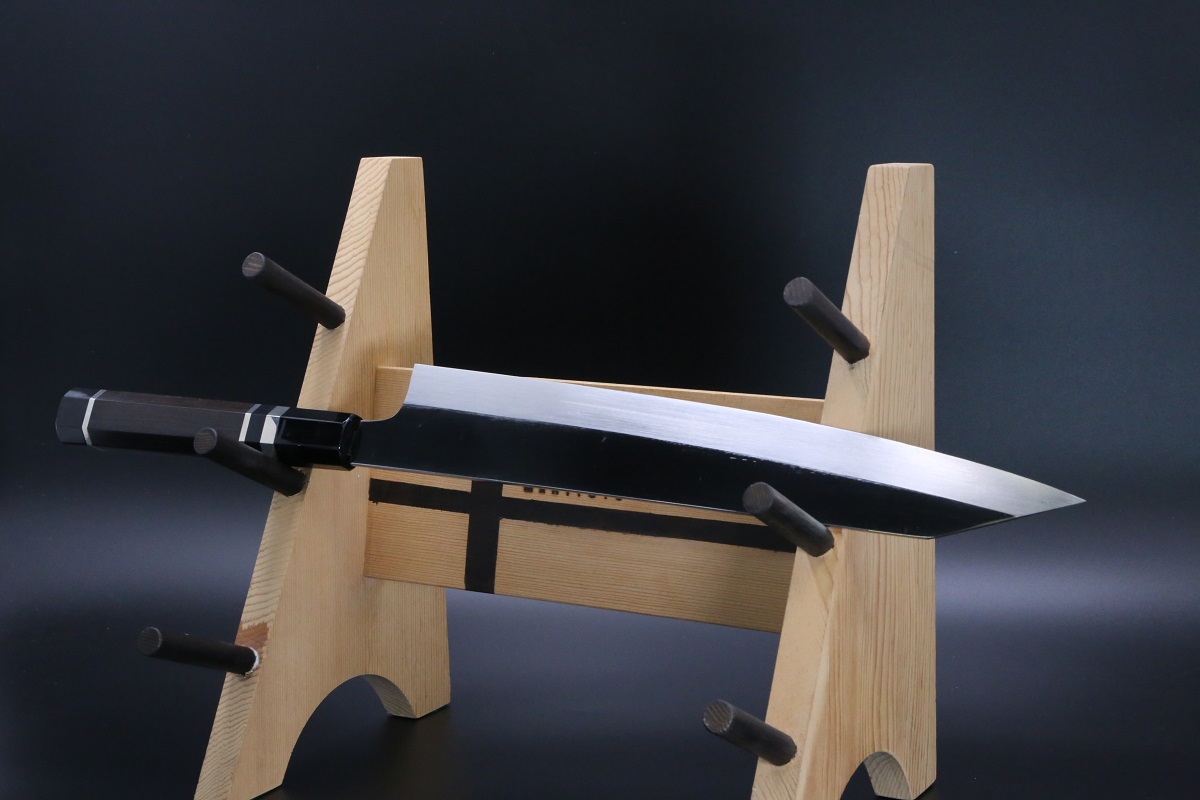 勘所切付 V金10号 300mm 全鋼本焼 両平鏡面 両しのぎ 平鏡面 黒檀柄