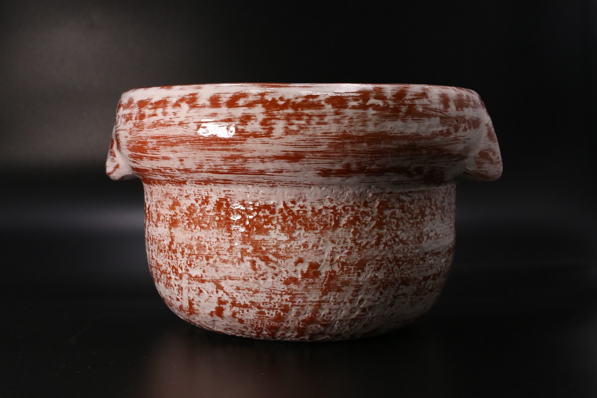 雲井窯 京赤楽 五合 ご飯鍋-歌舞伎ナイフ