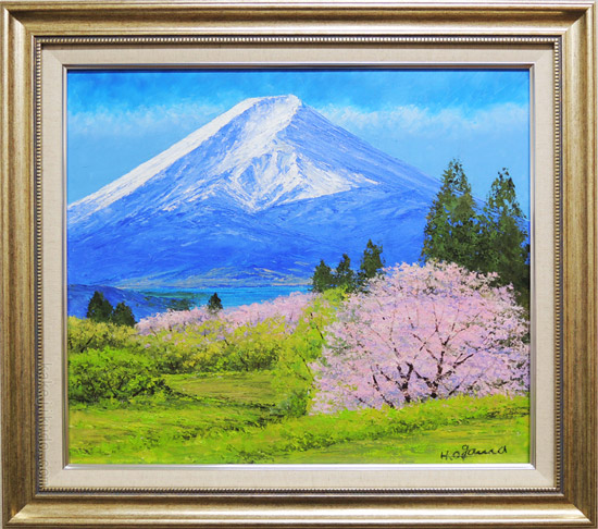 絵画 油絵 富士山と桜 （小川久雄） 送料無料 【肉筆】【油絵】【桜絵